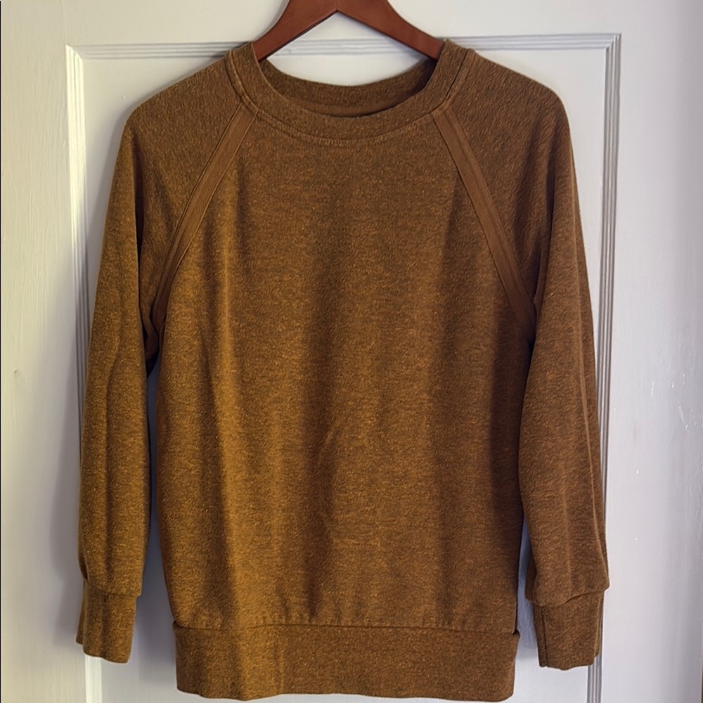 Prana Caramel Sweatshirt Soft Knit Raglan Sleeves